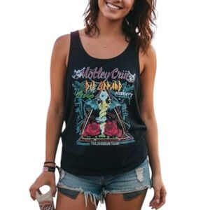 Motley Crue Def Leppard Poison Black Graphic Stadium Tour Tank Top Ladies Small